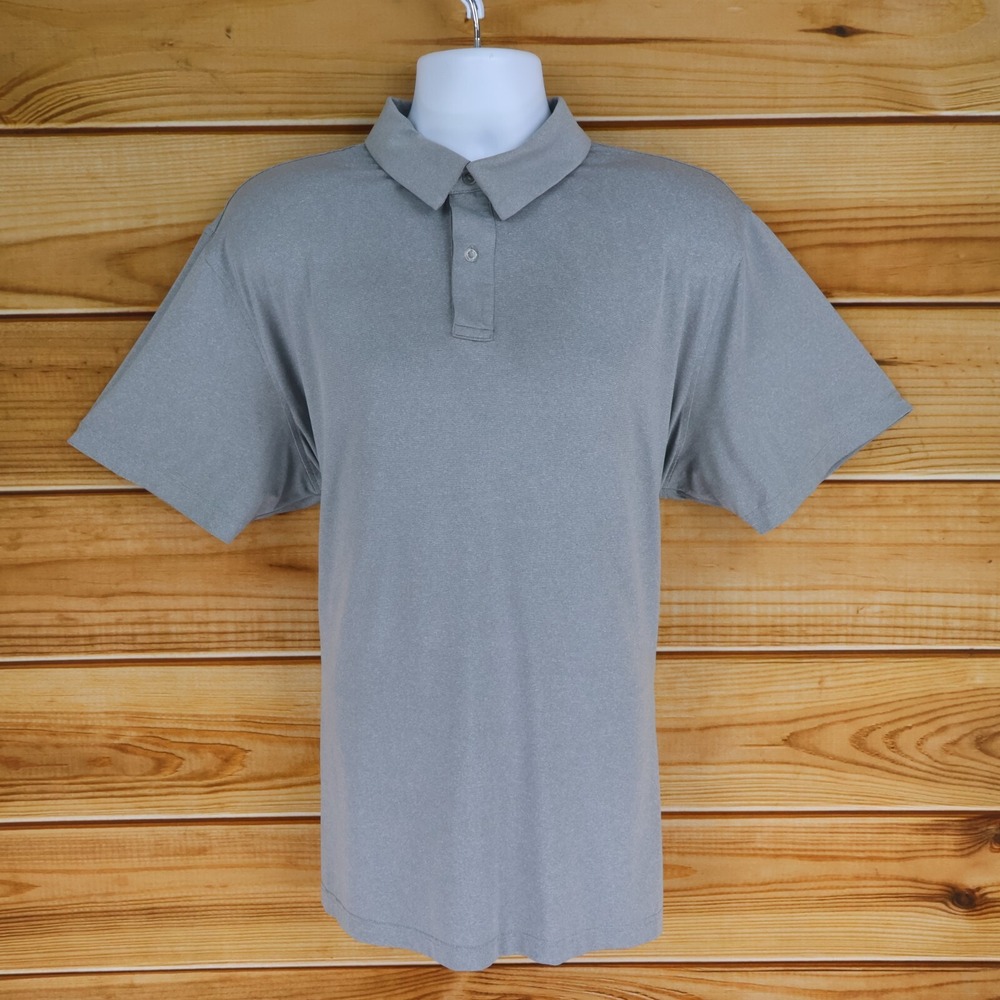Falls Creek Performance Polo Golf Shirt Mens XL Gray Heathered Polyester Blend